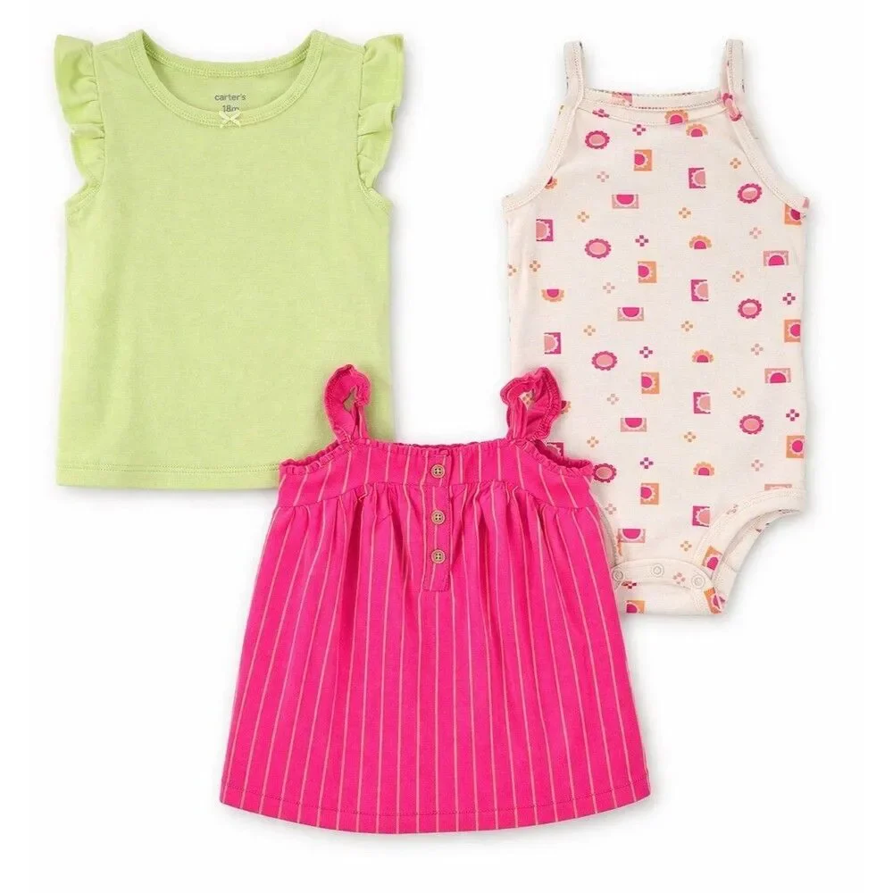 Carter’s Baby Girl 3 Piece Outfit Set 18M Summer Tops Bodysuit Bundle